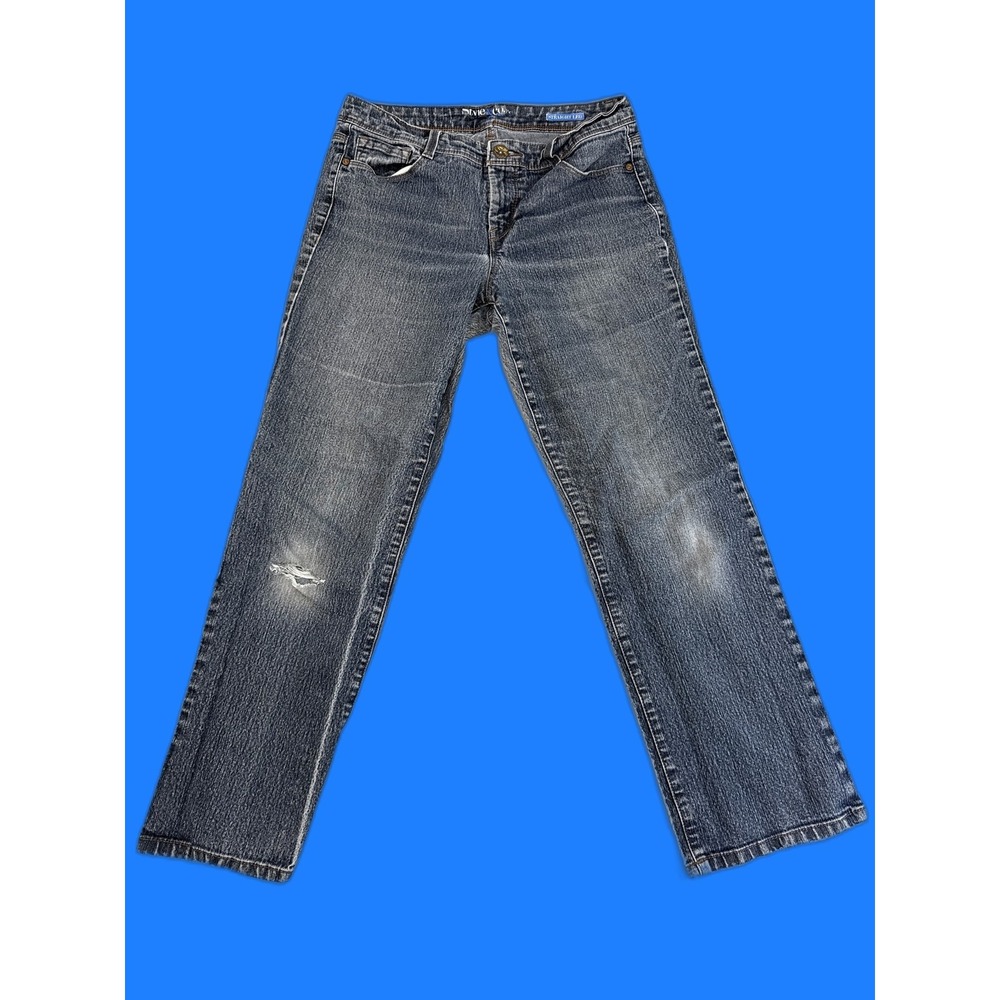 Style Co Straight Leg Jeans Womens 10P Blue Distressed Mid Rise Stretch Denim